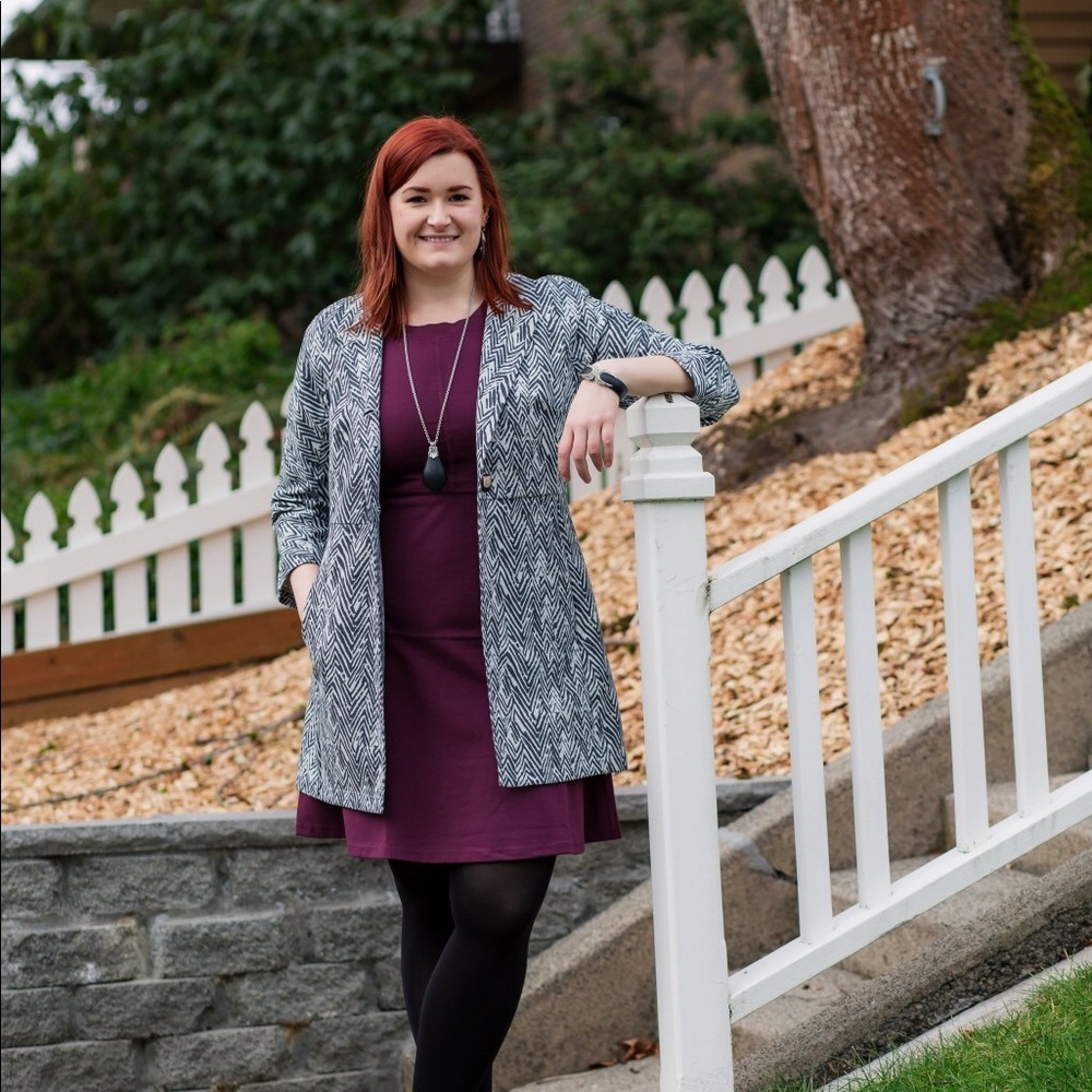 SOLD ⬇️ Cabi Zig Zag Tea Length Topper Coat - Picture 2 of 8